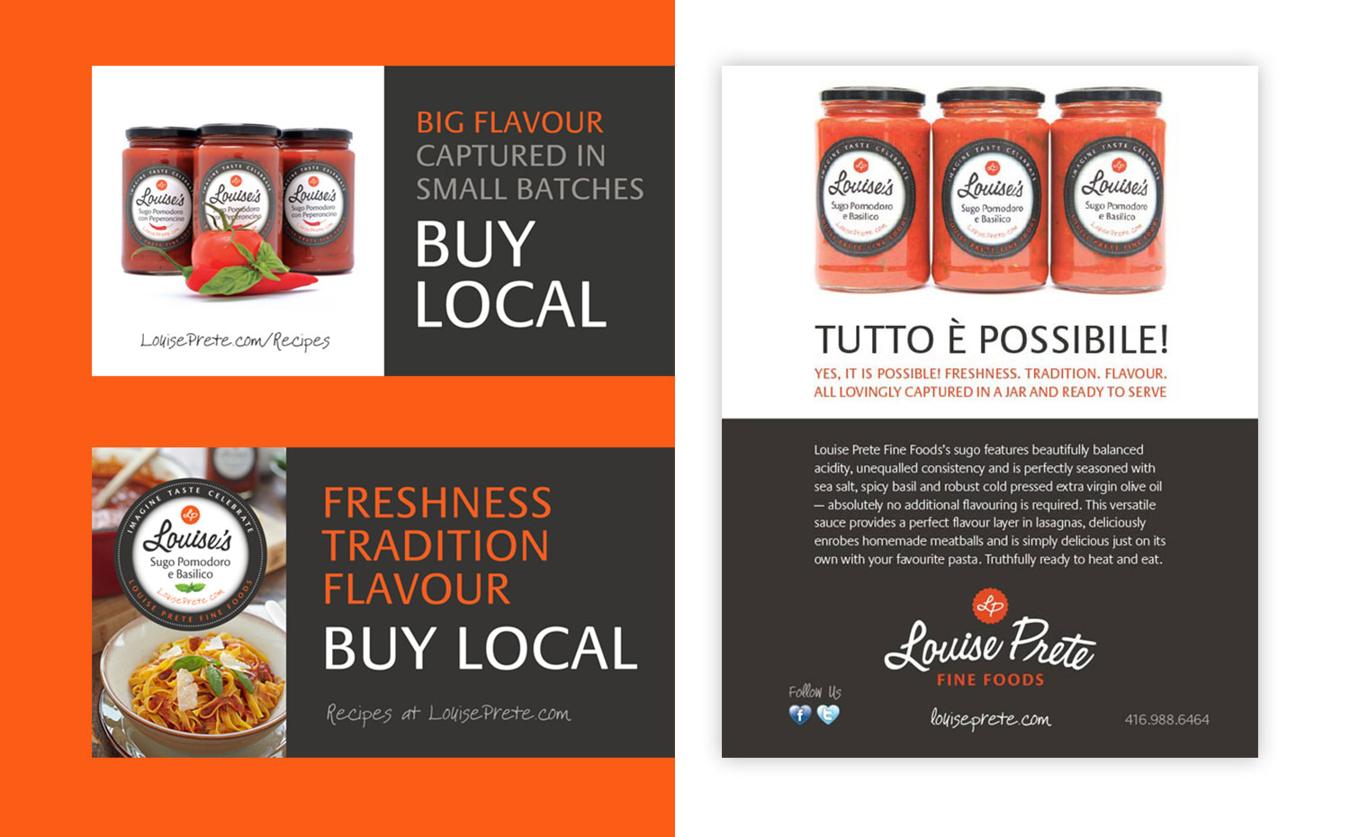 Louise Prete Fine Foods - Magazine ads and shelf-talkers